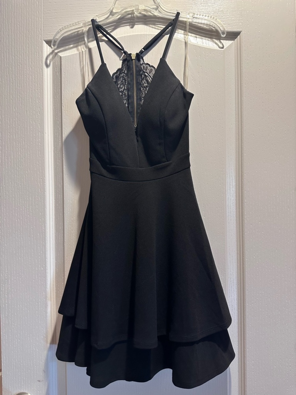Honey and Rosie Black Lace-Back Mini Dress